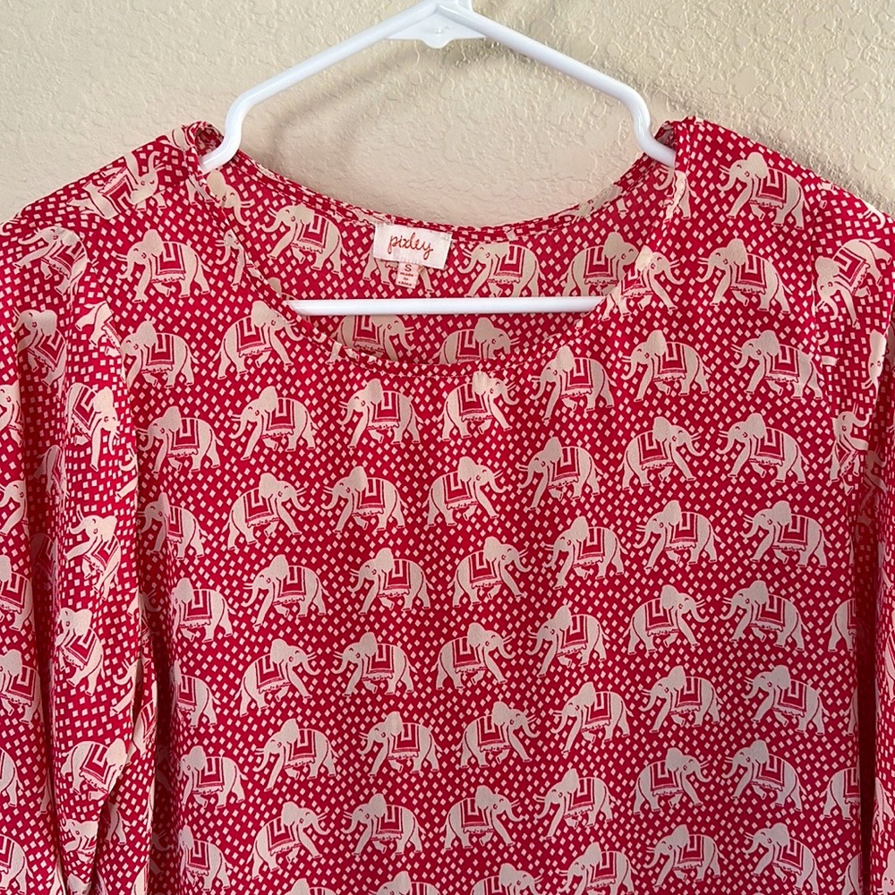 Pixley Red Elephant Mid-Length Sleeve Blouse